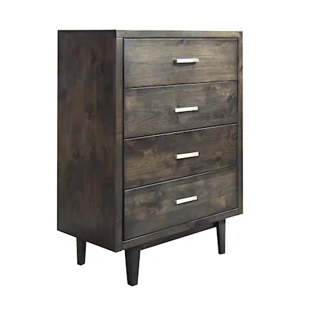 Mid-Century Modern 4 Drawer Chest With Slender Tapered Legs